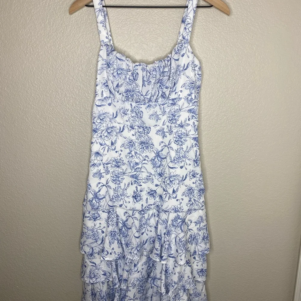 Lulu's For the Frill of It White Floral Print Ruffled Maxi Dress / Size Small - Picture 5 of 8